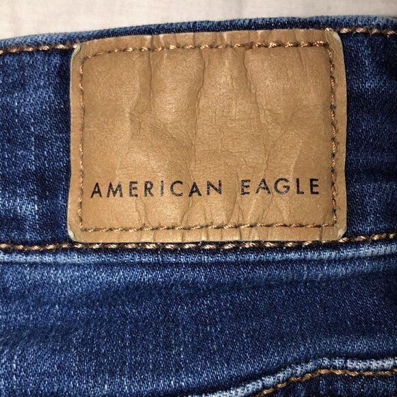 AEO 0 Super Stretch Dark Wash Cuffed Denim Shorts - Picture 9 of 14